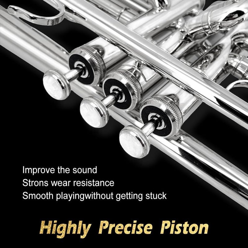 YoungMonic Bb Standard Trumpet Set for Beginners or students with Carrying Hard Case, 7C Mouthpiece, Cleaning Cloth and Gloves - Image 4